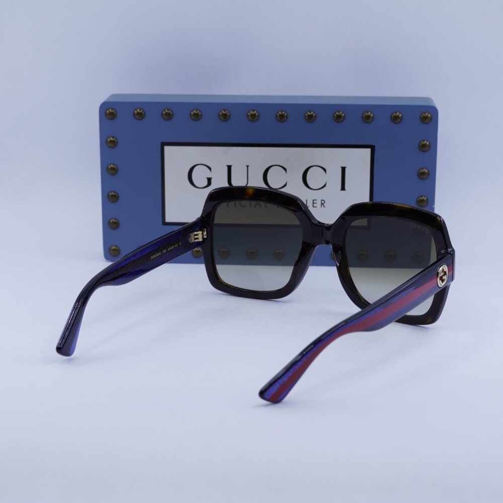 Gucci GG0036SN 004 Square Sunglasses - Havana Blue\Brown Gradient - Picture 4 of 11